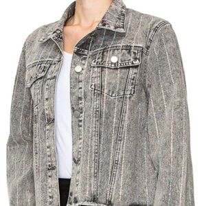 Women's Sparkle Gray Denim Jacket